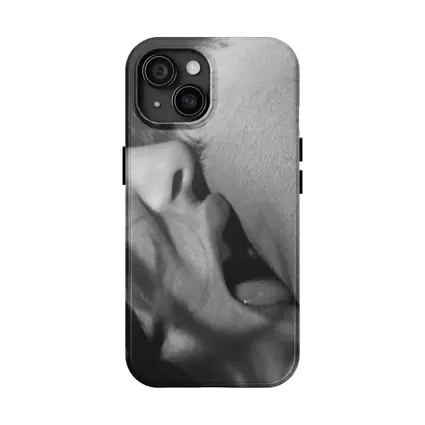 Black and White Intimate Kiss Close Up