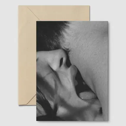 Black and White Intimate Kiss Close Up