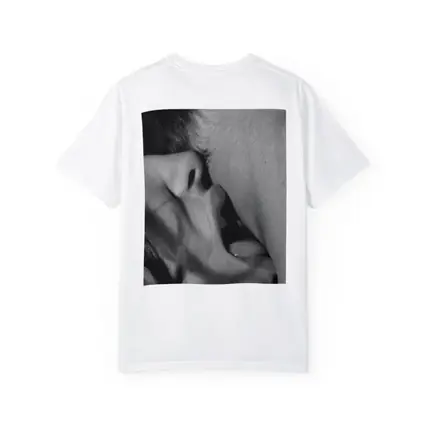 Black and White Intimate Kiss Close Up