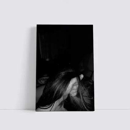 Black and White Woman Hair Dark Room