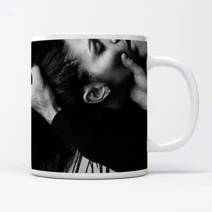 Black and White Couple Kissing Intimate Moment