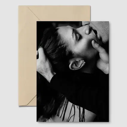 Black and White Couple Kissing Intimate Moment