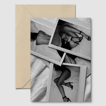 Black and White Polaroid Woman Bedroom Photography