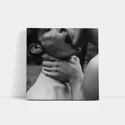 Black and White Intimate Couple Neck Kiss