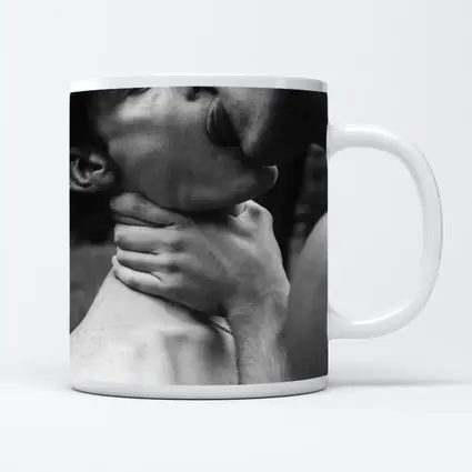 Black and White Intimate Couple Neck Kiss