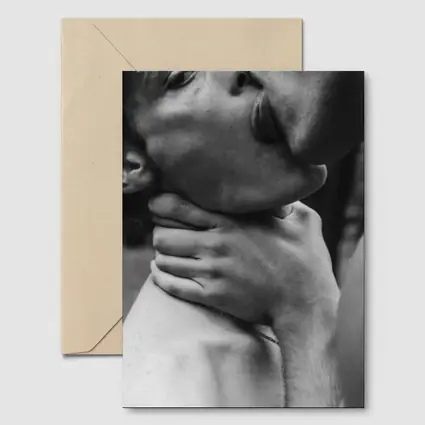 Black and White Intimate Couple Neck Kiss