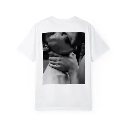 Black and White Intimate Couple Neck Kiss