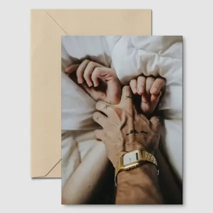 Couple Holding Hands Gold Watch Tattoos