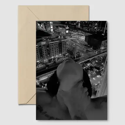 Woman City Night View Black White