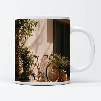 Vintage Bicycle Leaning Against Sunny Courtyard Wall
