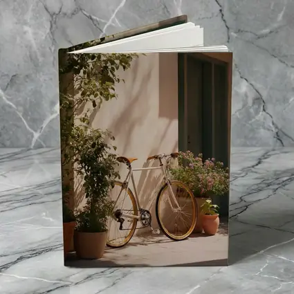 Vintage Bicycle Leaning Against Sunny Courtyard Wall