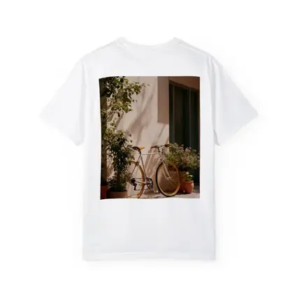 Vintage Bicycle Leaning Against Sunny Courtyard Wall