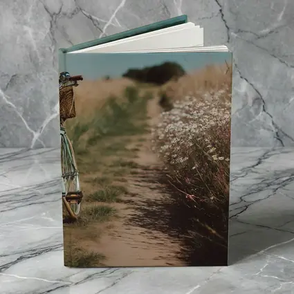Vintage Mint Bicycle Country Path Wildflowers