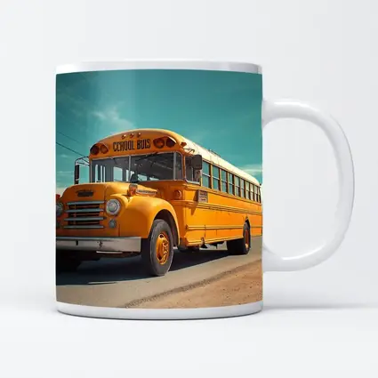 Vintage Yellow School Bus Desert Road