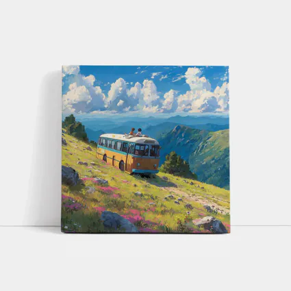 Anime Bus Ride Mountain Wildflower Landscape