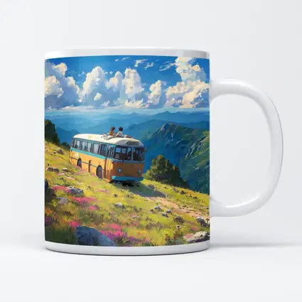 Anime Bus Ride Mountain Wildflower Landscape
