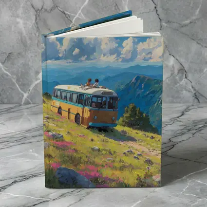Anime Bus Ride Mountain Wildflower Landscape