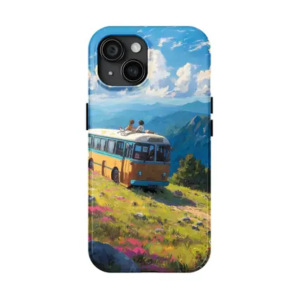 Anime Bus Ride Mountain Wildflower Landscape