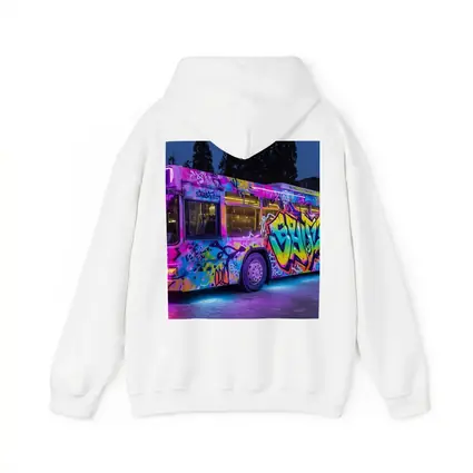 Graffiti Bus Neon Lights Urban Night Art