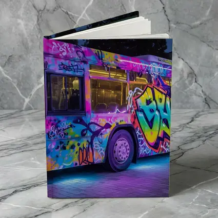 Graffiti Bus Neon Lights Urban Night Art