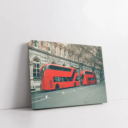 Red Double Decker Buses London Street