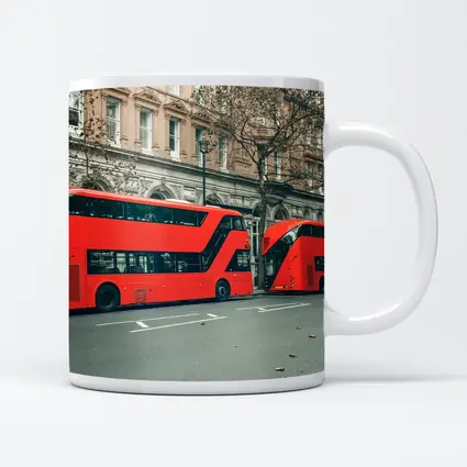 Red Double Decker Buses London Street