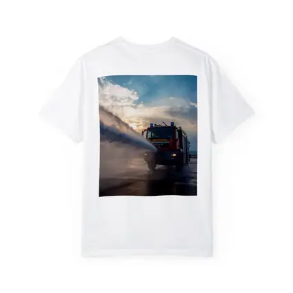 MAN Fire Truck Spraying Water Dramatic Sky