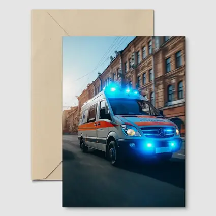 Mercedes Ambulance Racing Through City Street
