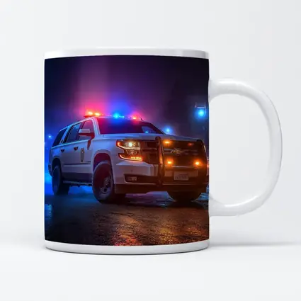Chevrolet Tahoe Police SUV Night City Streets