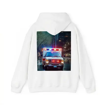 Ambulance Racing Through Rainy City Streets