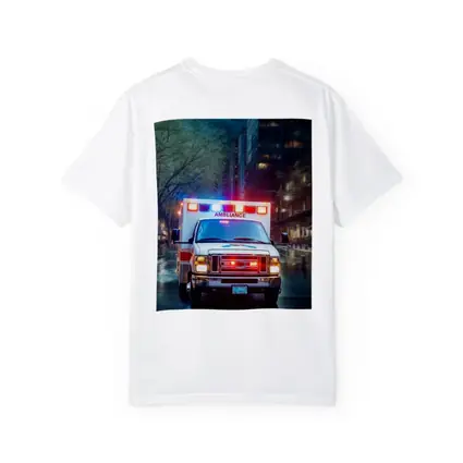Ambulance Racing Through Rainy City Streets