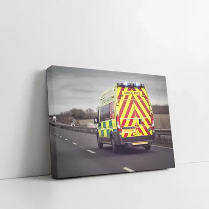 British Ambulance Speeding On Motorway Highway