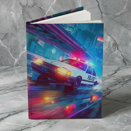 Police Car Speeding Through Neon Cyberpunk City