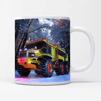 Monster Truck Neon Yellow Winter Forest Scene