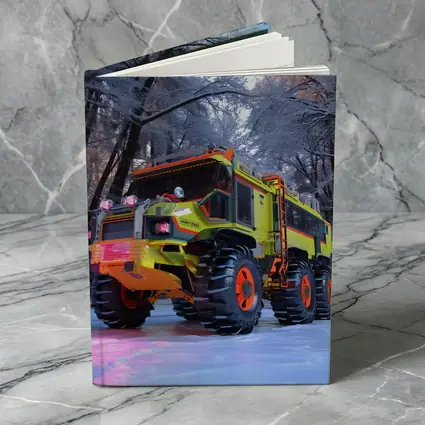Monster Truck Neon Yellow Winter Forest Scene