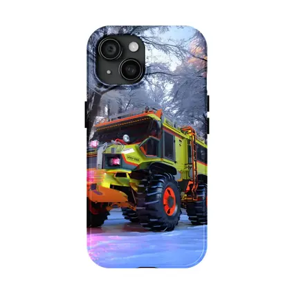 Monster Truck Neon Yellow Winter Forest Scene