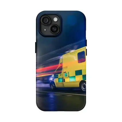 Ambulance Racing Through City Night Streets