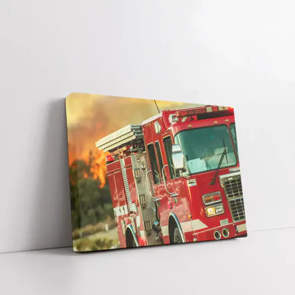 Red Fire Truck Racing Toward Wildfire