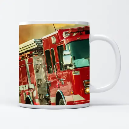 Red Fire Truck Racing Toward Wildfire