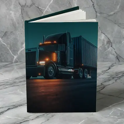 Black Semi Truck Glowing Night Parking Lot