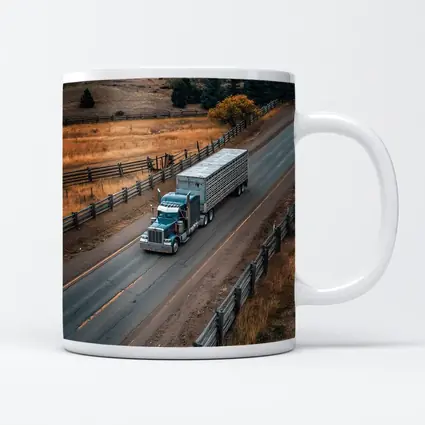 Classic Semi Truck Rolling Through Rural Highway