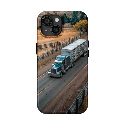 Classic Semi Truck Rolling Through Rural Highway