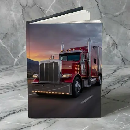 Red Peterbilt Semi Truck Stormy Sunset Highway