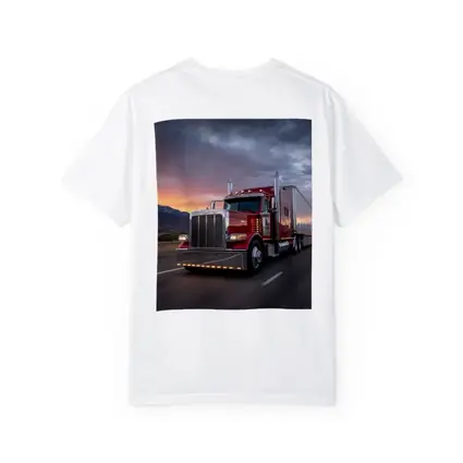 Red Peterbilt Semi Truck Stormy Sunset Highway
