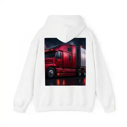 Red Semi Truck Dark Stormy Night Sky