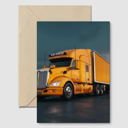 Yellow Semi Truck Dramatic Stormy Sky