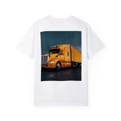 Yellow Semi Truck Dramatic Stormy Sky