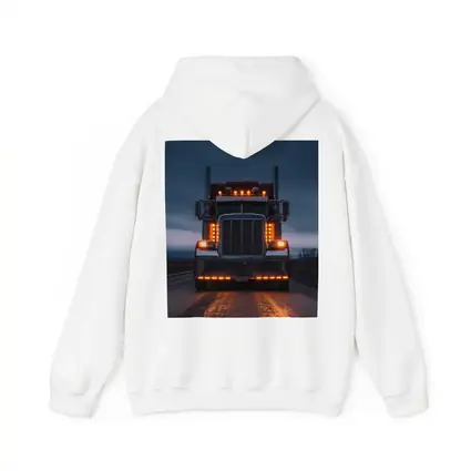 Semi Truck Glowing Lights Dark Stormy Road