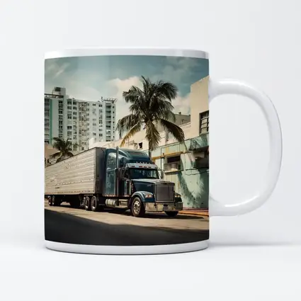 Semi Truck Rolling Through Miami City Streets