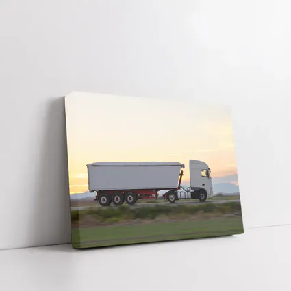 Semi Truck Highway Drive Sunset Sky